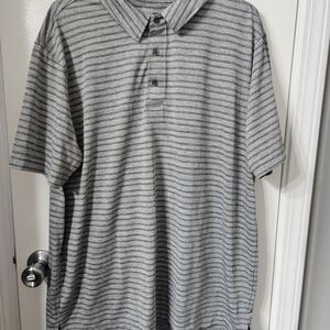 Men's Xl Gray Striped Short Sleeve Polo Shirt